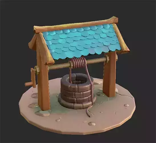The Well low poly water with roof