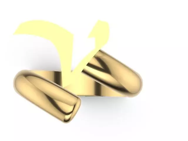 v alphabet ring stl verified 3D print model_0