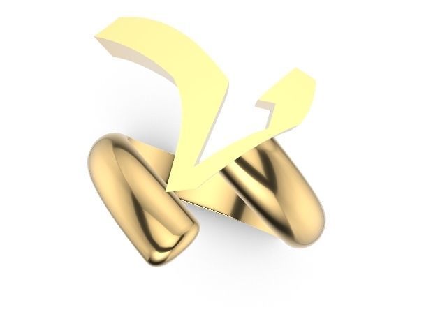 v alphabet ring stl verified 3D print model_4