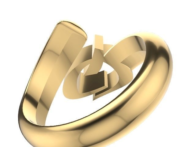 Q alphabet ring stl verified 3D print model_5