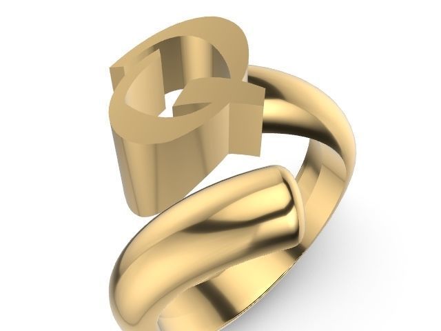 Q alphabet ring stl verified 3D print model_4
