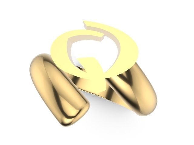 Q alphabet ring stl verified 3D print model_1