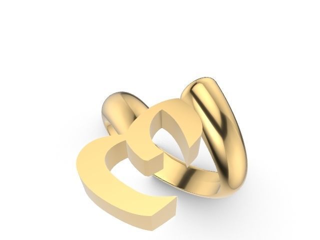 F alphabet ring stl verified 3D print model_1