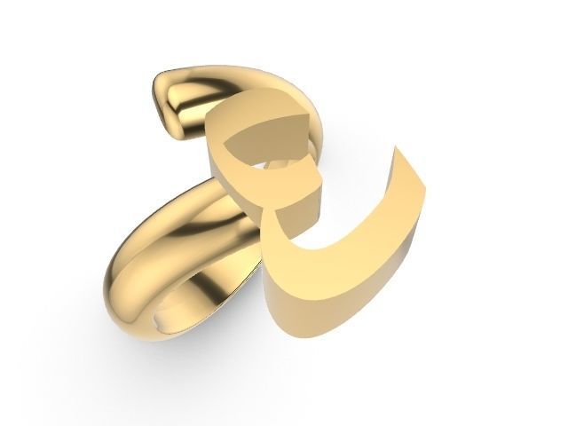 F alphabet ring stl verified 3D print model_4