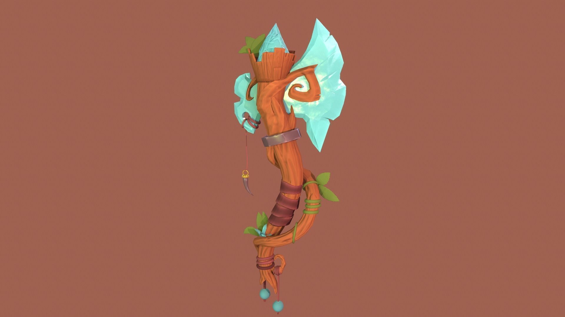 Stylized Axe Low-poly 3D model_3