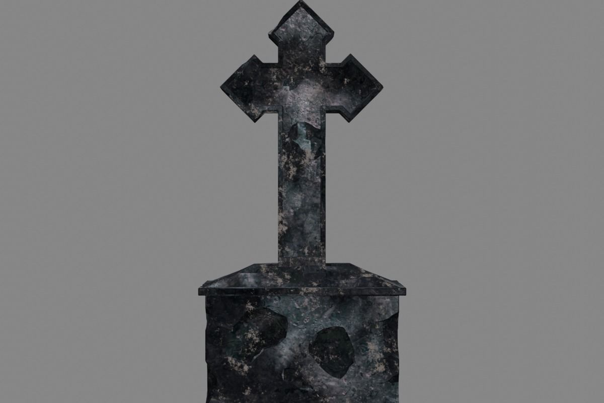 Cross GraveStone  blender Low-poly 3D model_8