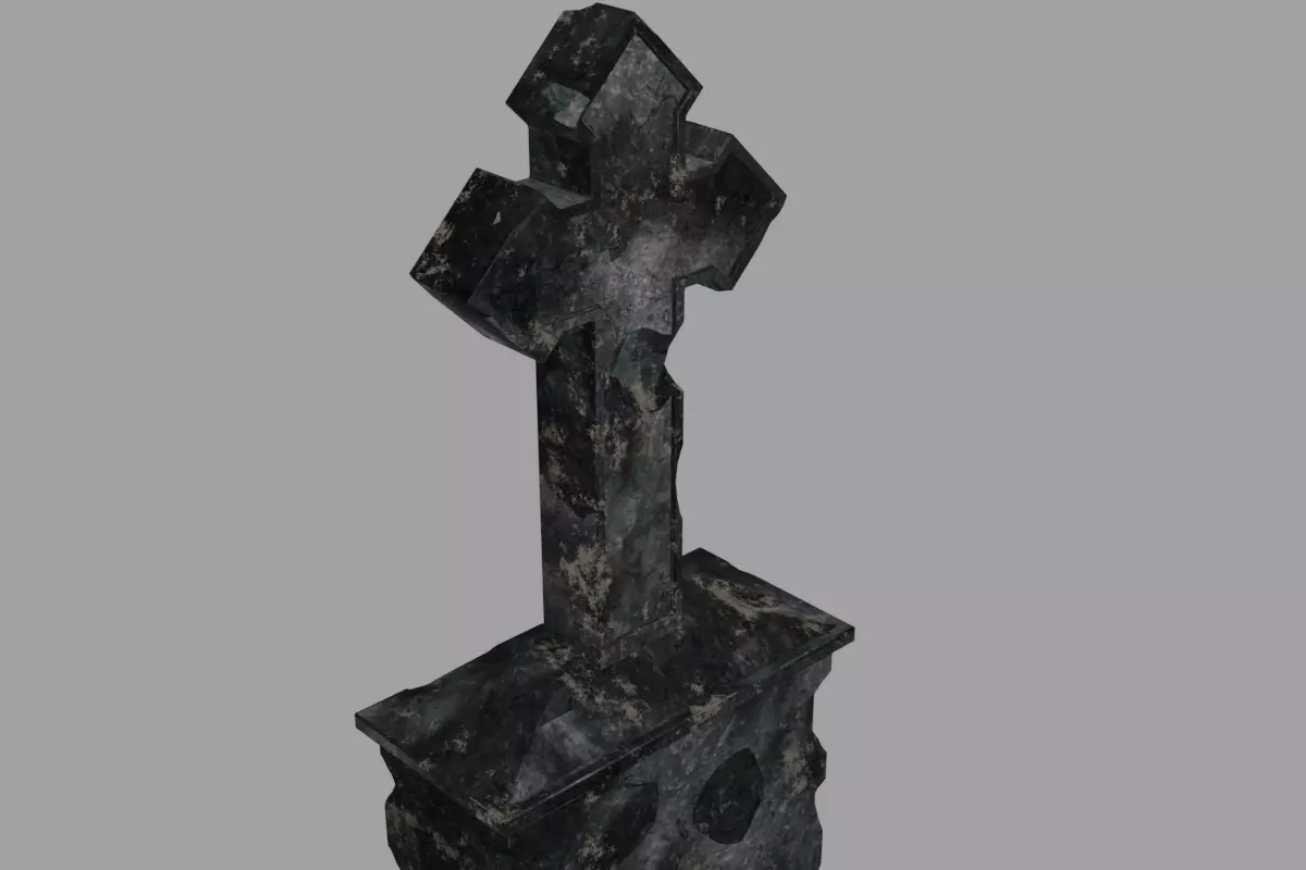 Cross GraveStone  blender Low-poly 3D model_0