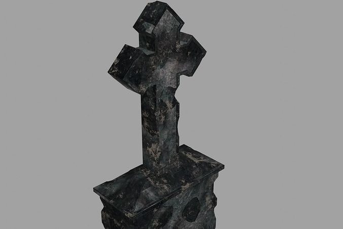 Cross GraveStone  blender Low-poly 3D model
