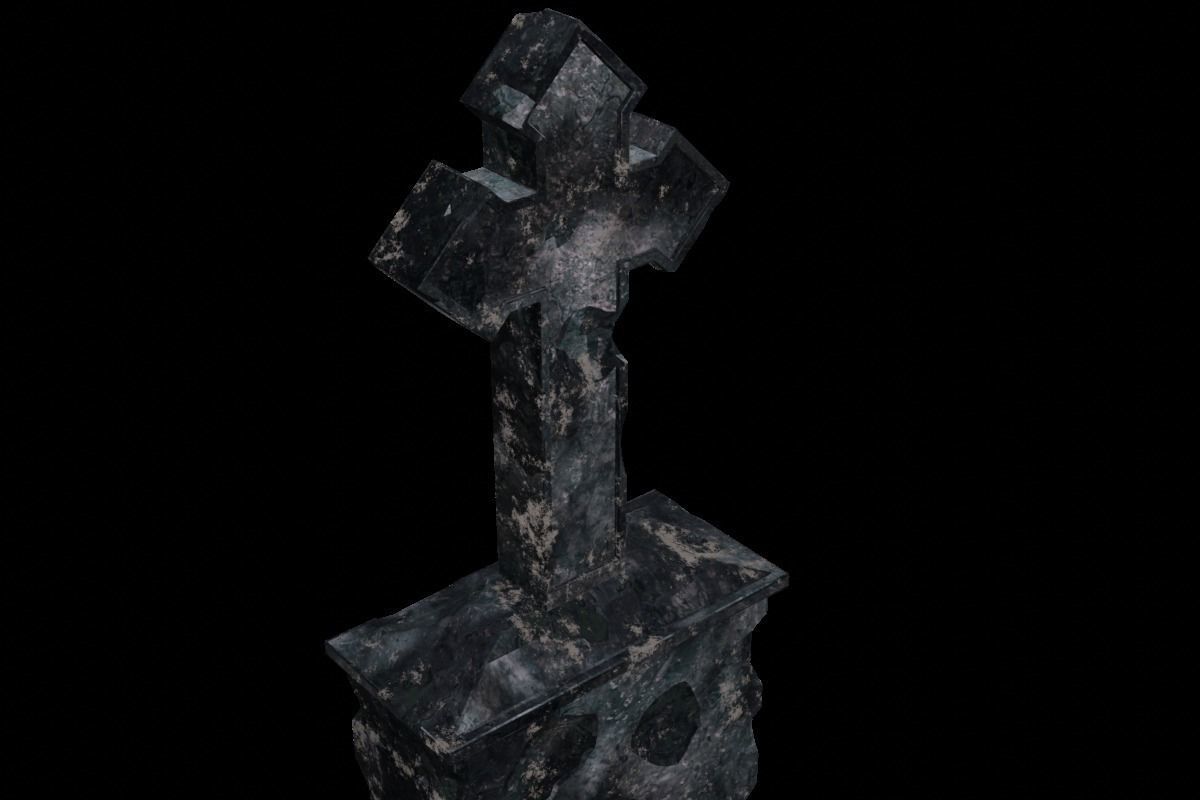 Cross GraveStone  blender Low-poly 3D model_5