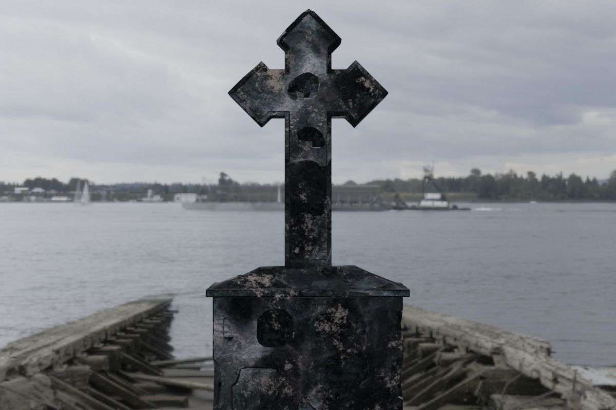Cross GraveStone  blender Low-poly 3D model_1