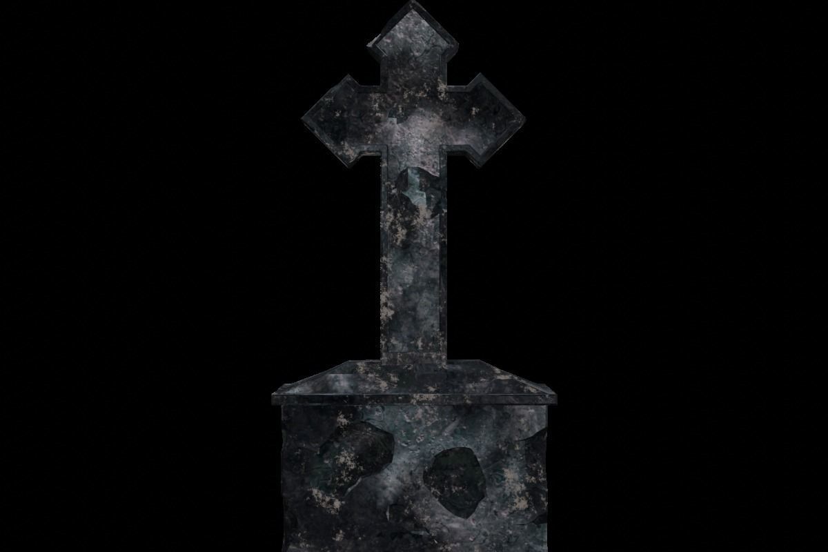 Cross GraveStone  blender Low-poly 3D model_9