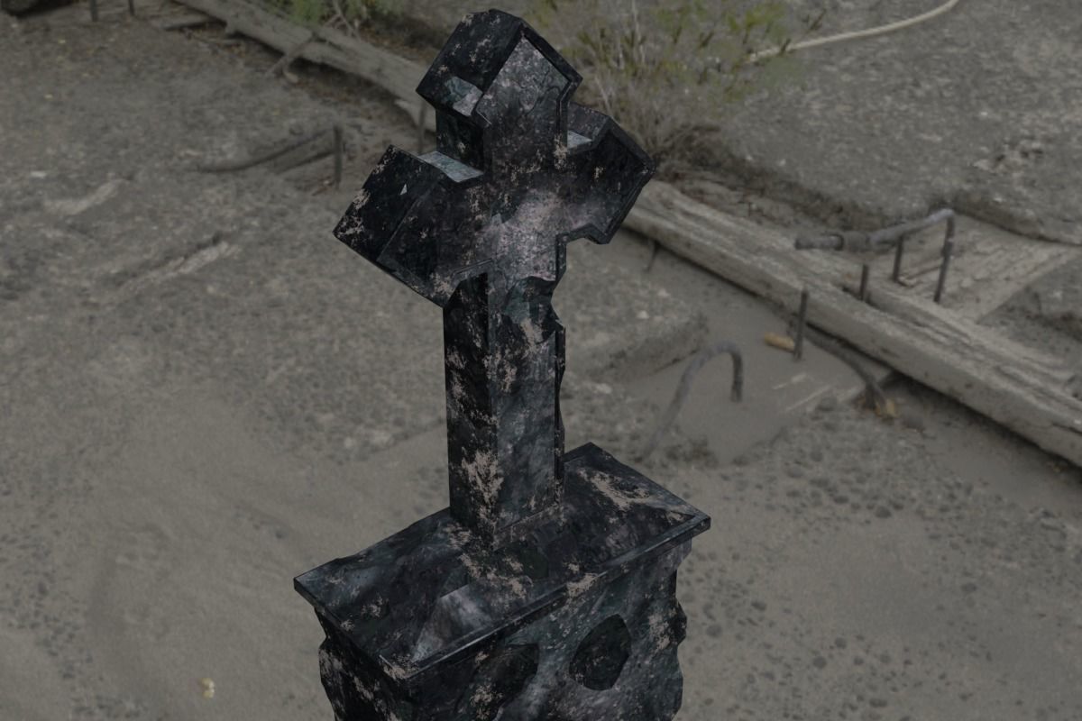 Cross GraveStone  blender Low-poly 3D model_6