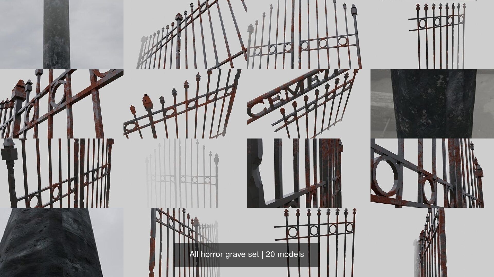 All horror grave set 3D Model Collection_5