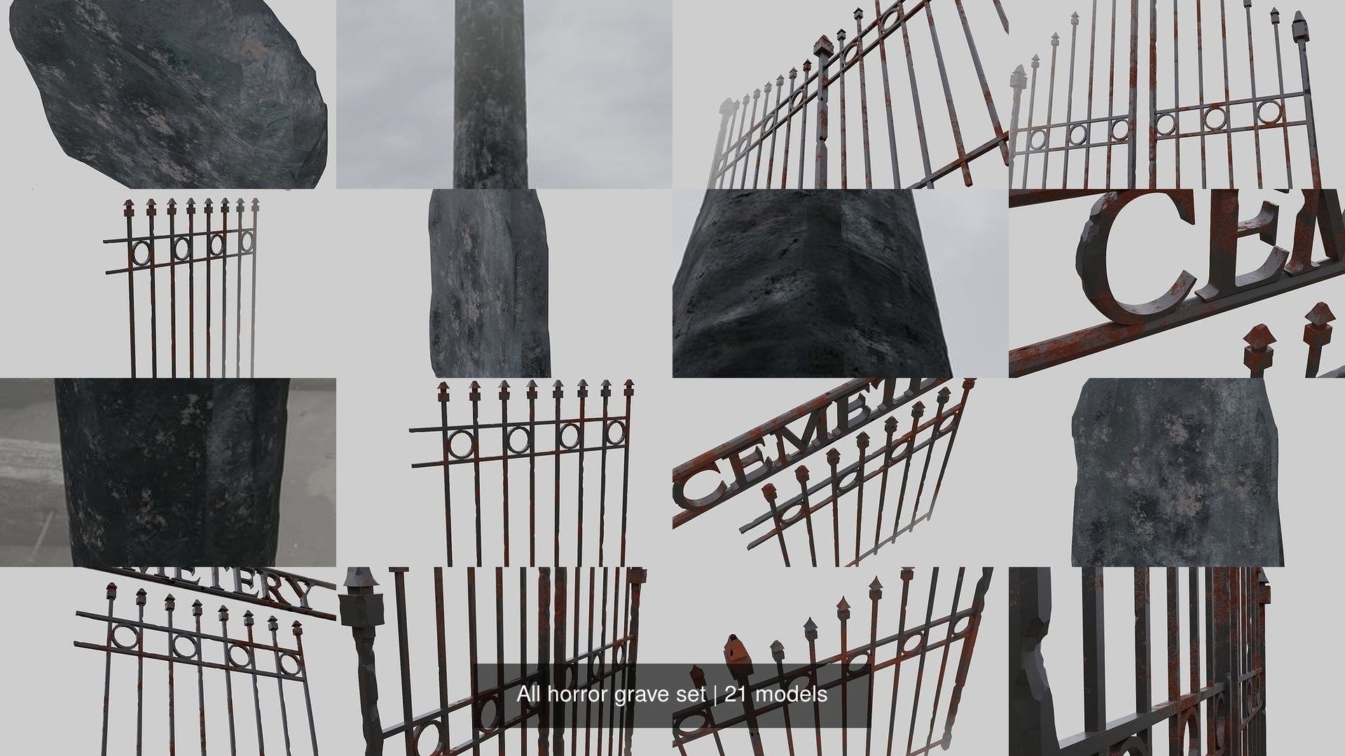 All horror grave set 3D Model Collection_4