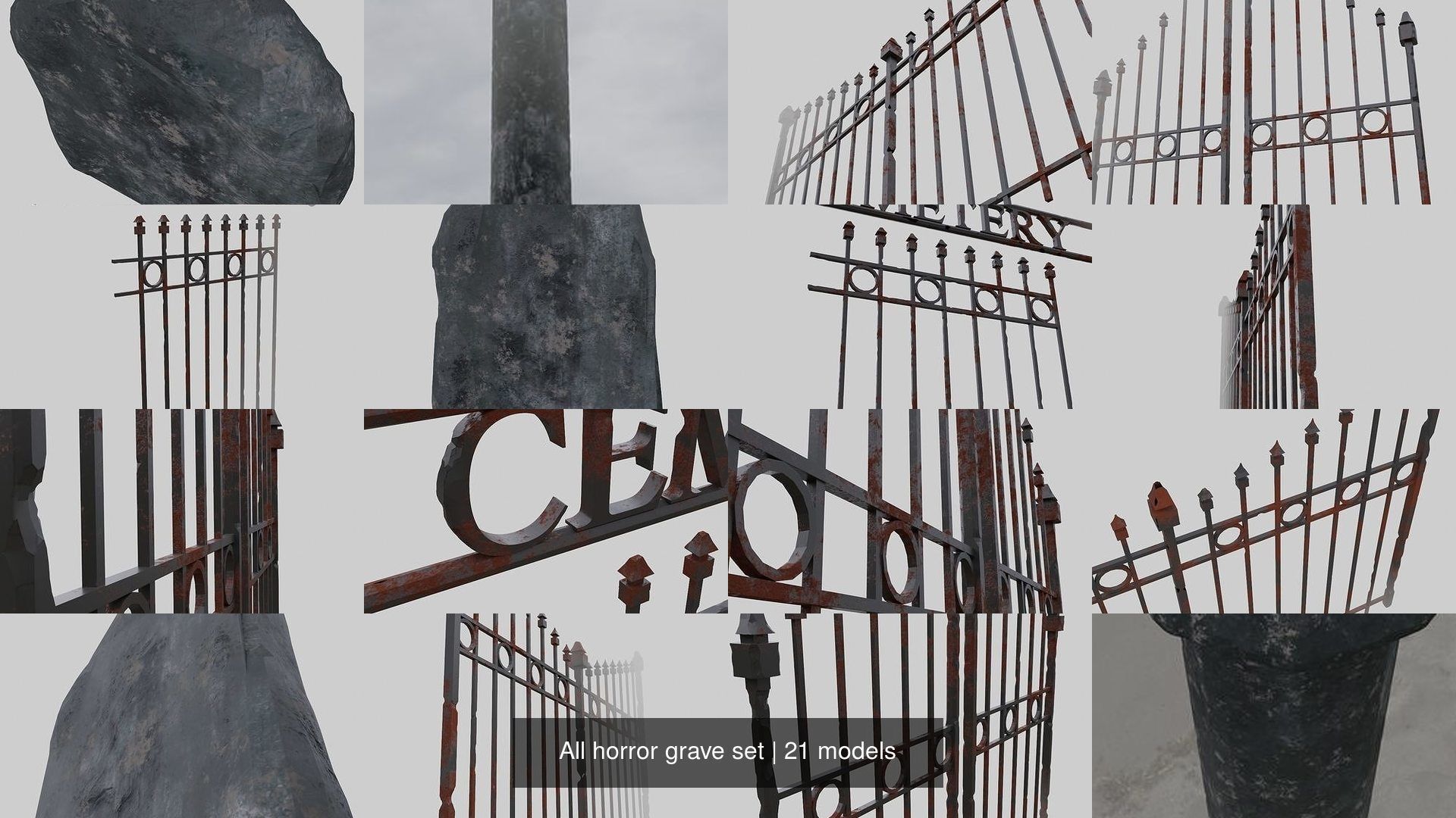 All horror grave set 3D Model Collection_6