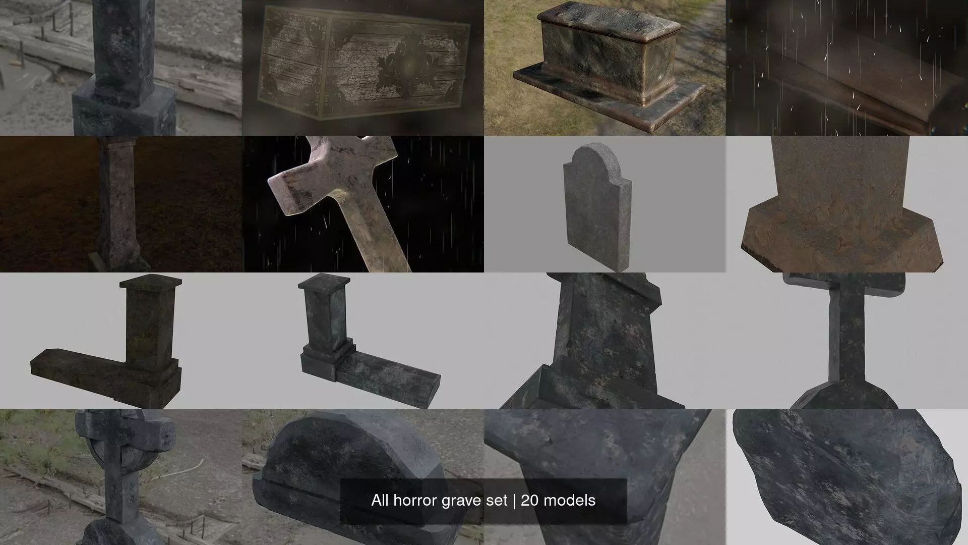 All horror grave set 3D Model Collection_2