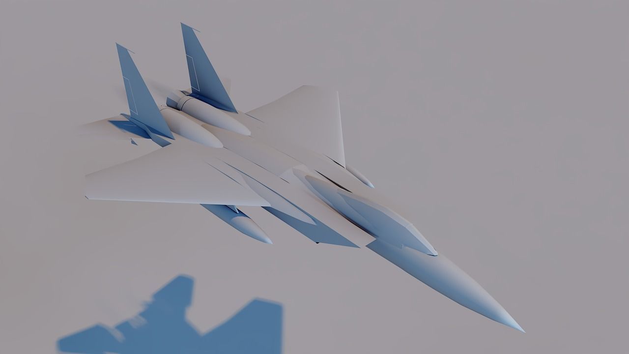 Military Fighter Plane Low-poly 3D model_5