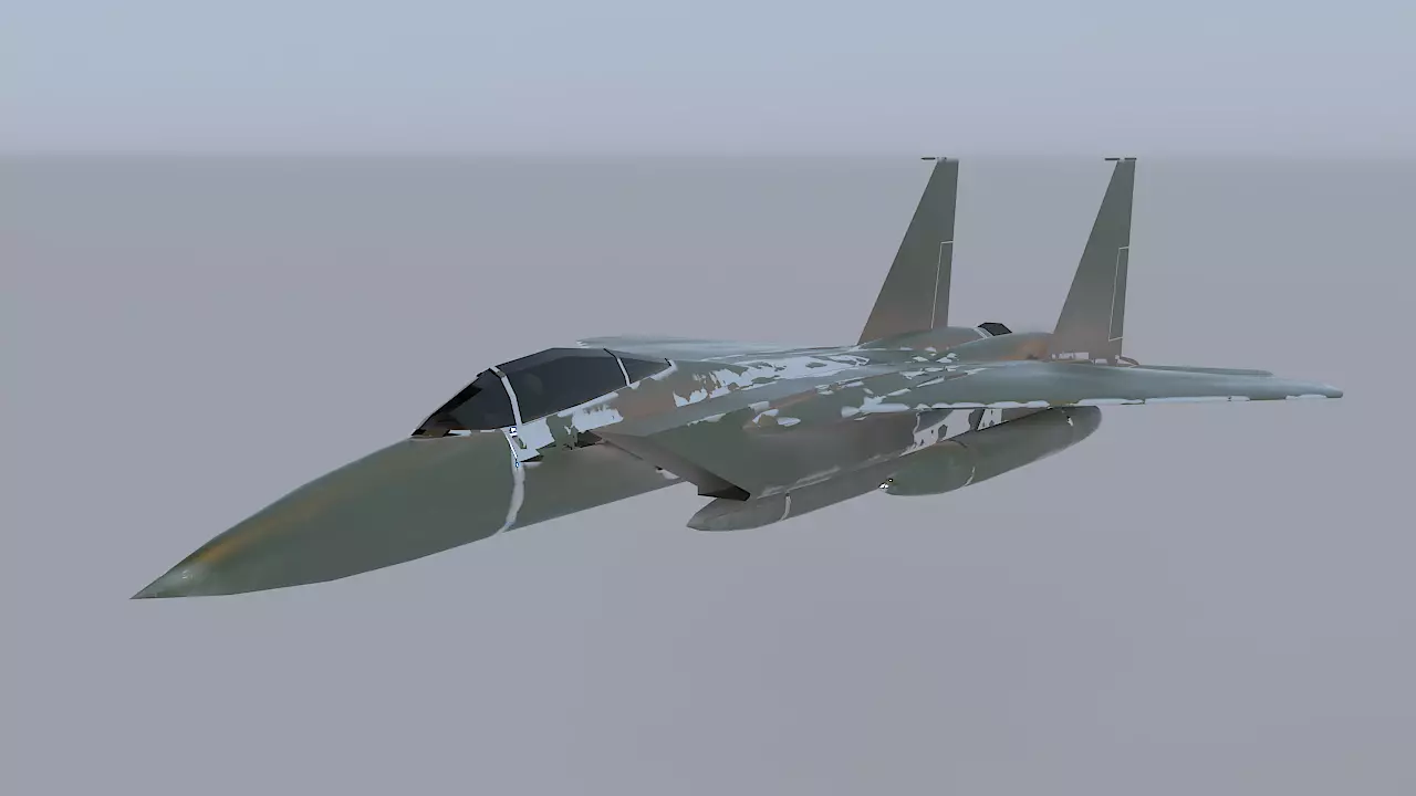 Military Fighter Plane Low-poly 3D model_0