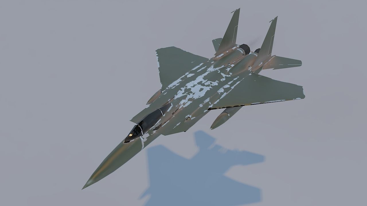 Military Fighter Plane Low-poly 3D model_2