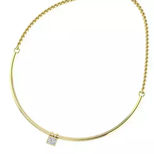 Emerald Cut Stone Set Below Chain 3D print model