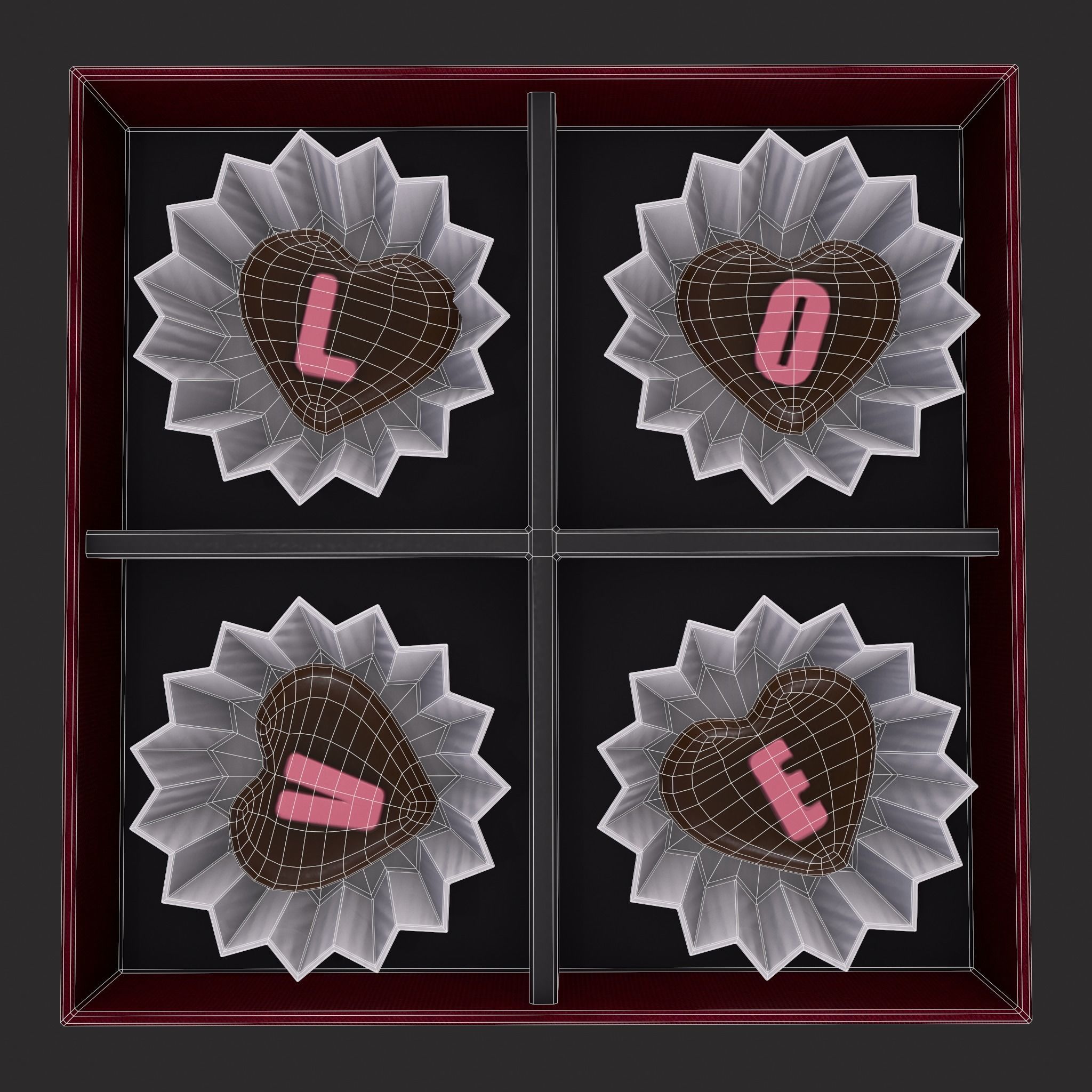 Love Chocolates Box Low-poly 3D model_10
