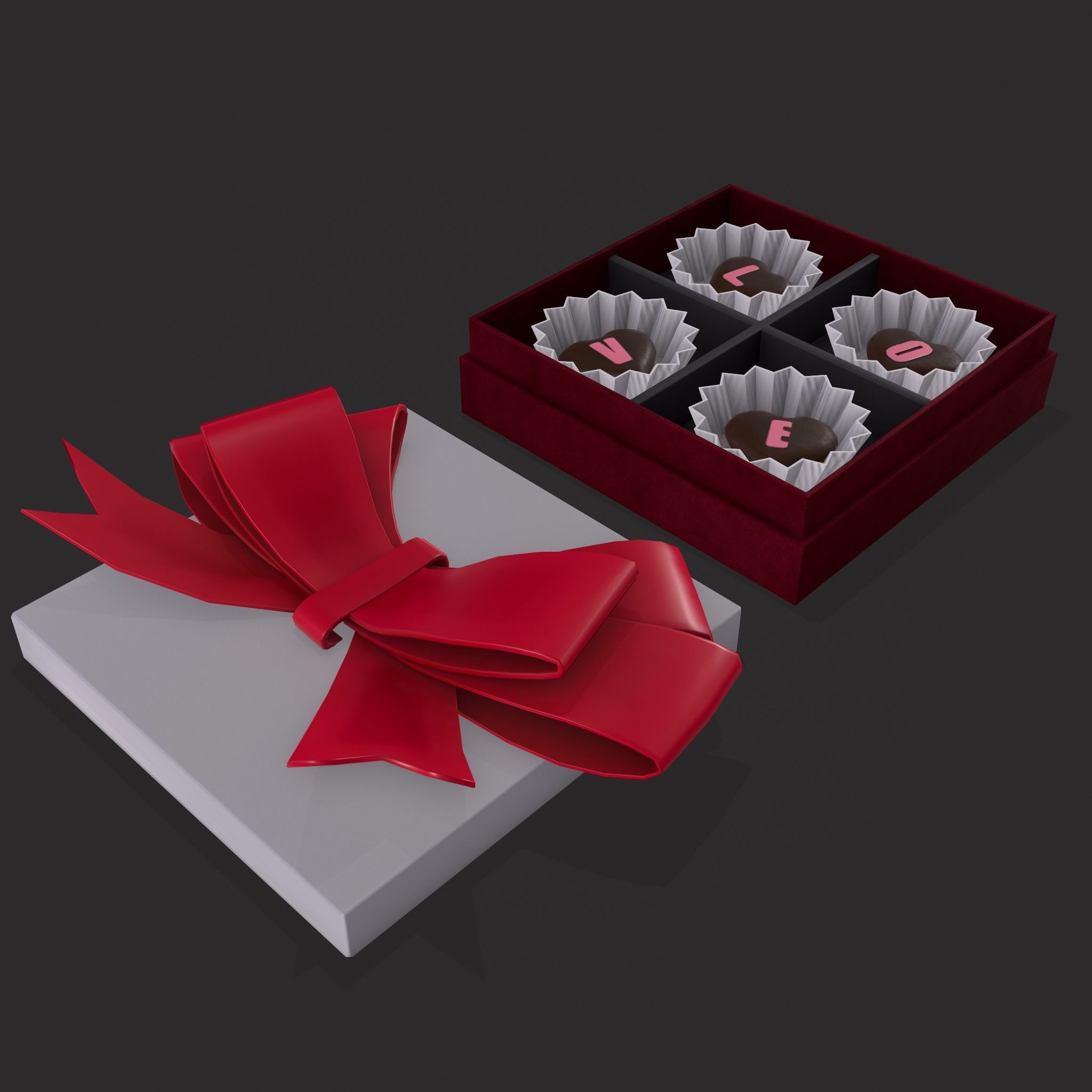 Love Chocolates Box Low-poly 3D model_3