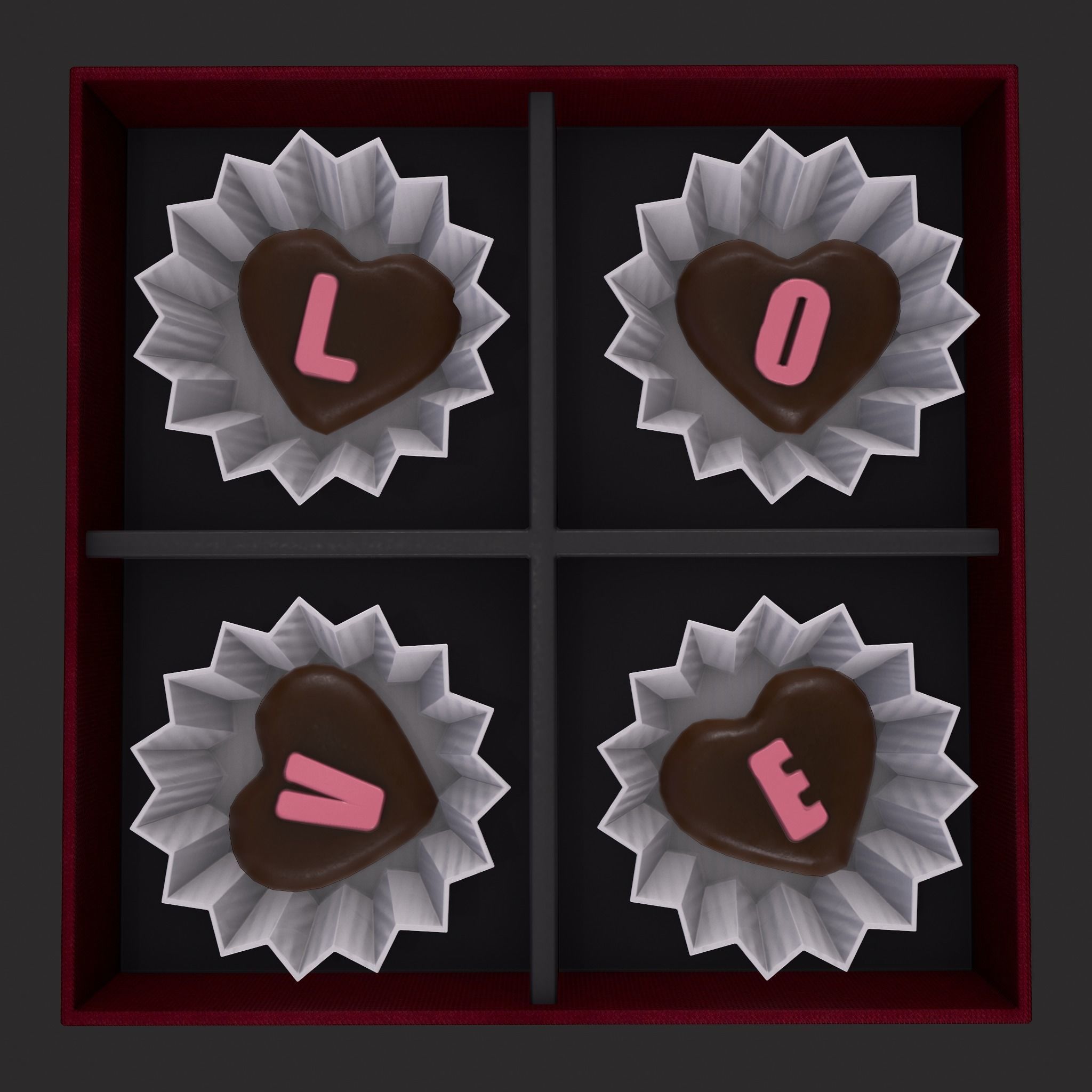 Love Chocolates Box Low-poly 3D model_9