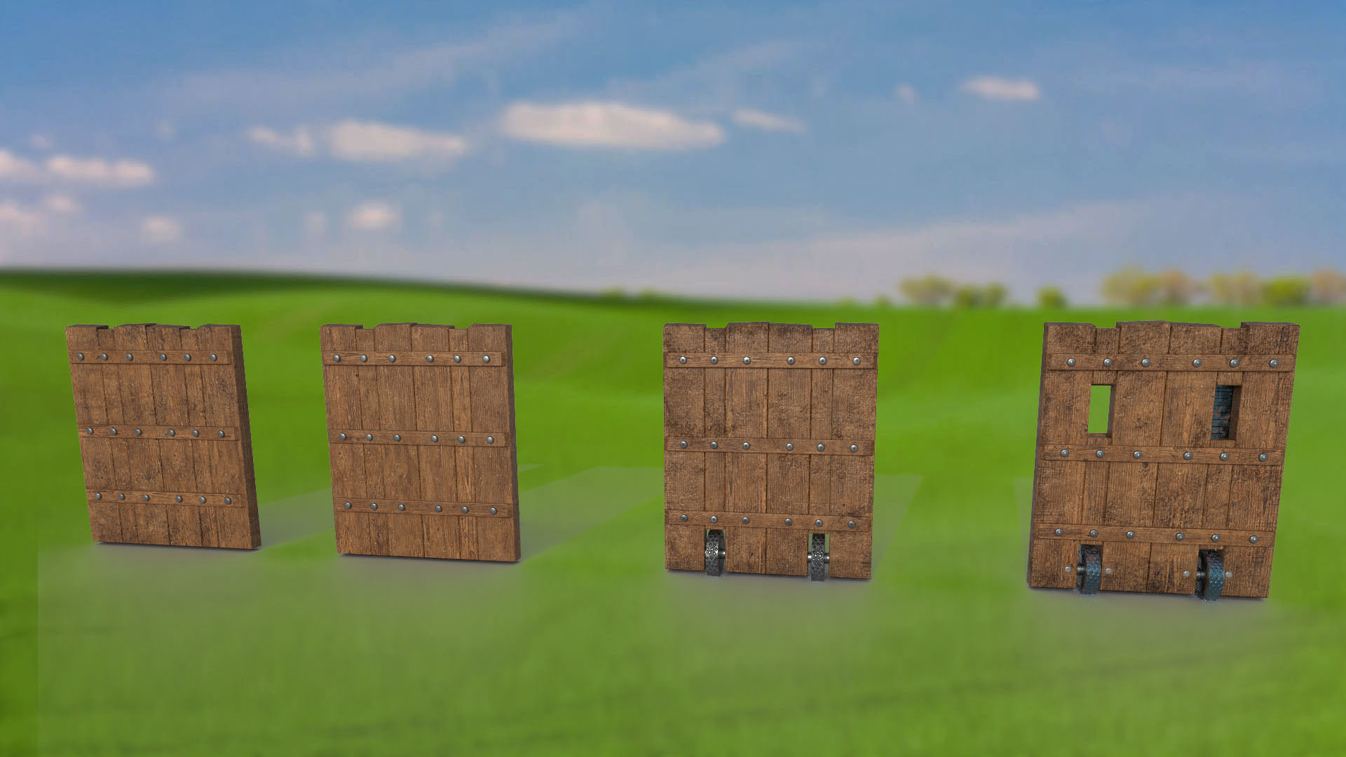 Fence wooden fencing for defense PBR low-poly game ready Low-poly 3D model_6