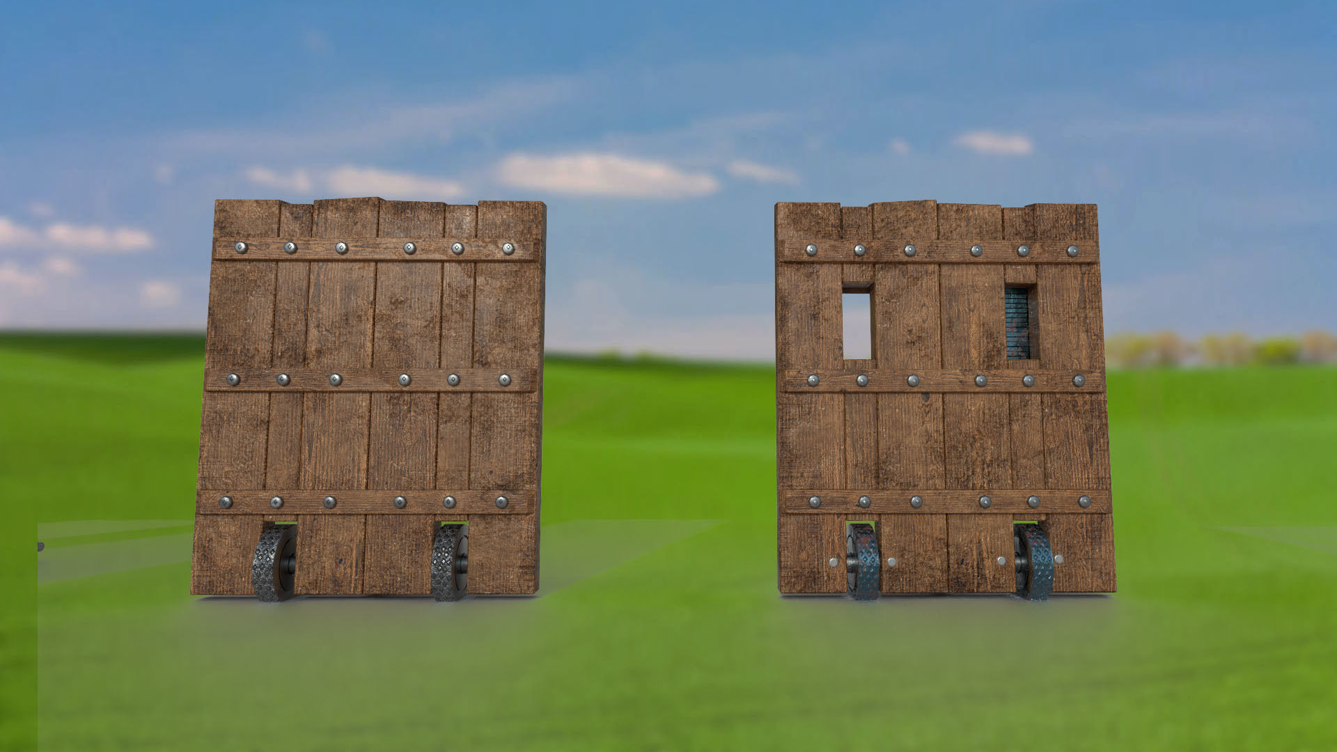 Fence wooden fencing for defense PBR low-poly game ready Low-poly 3D model_2