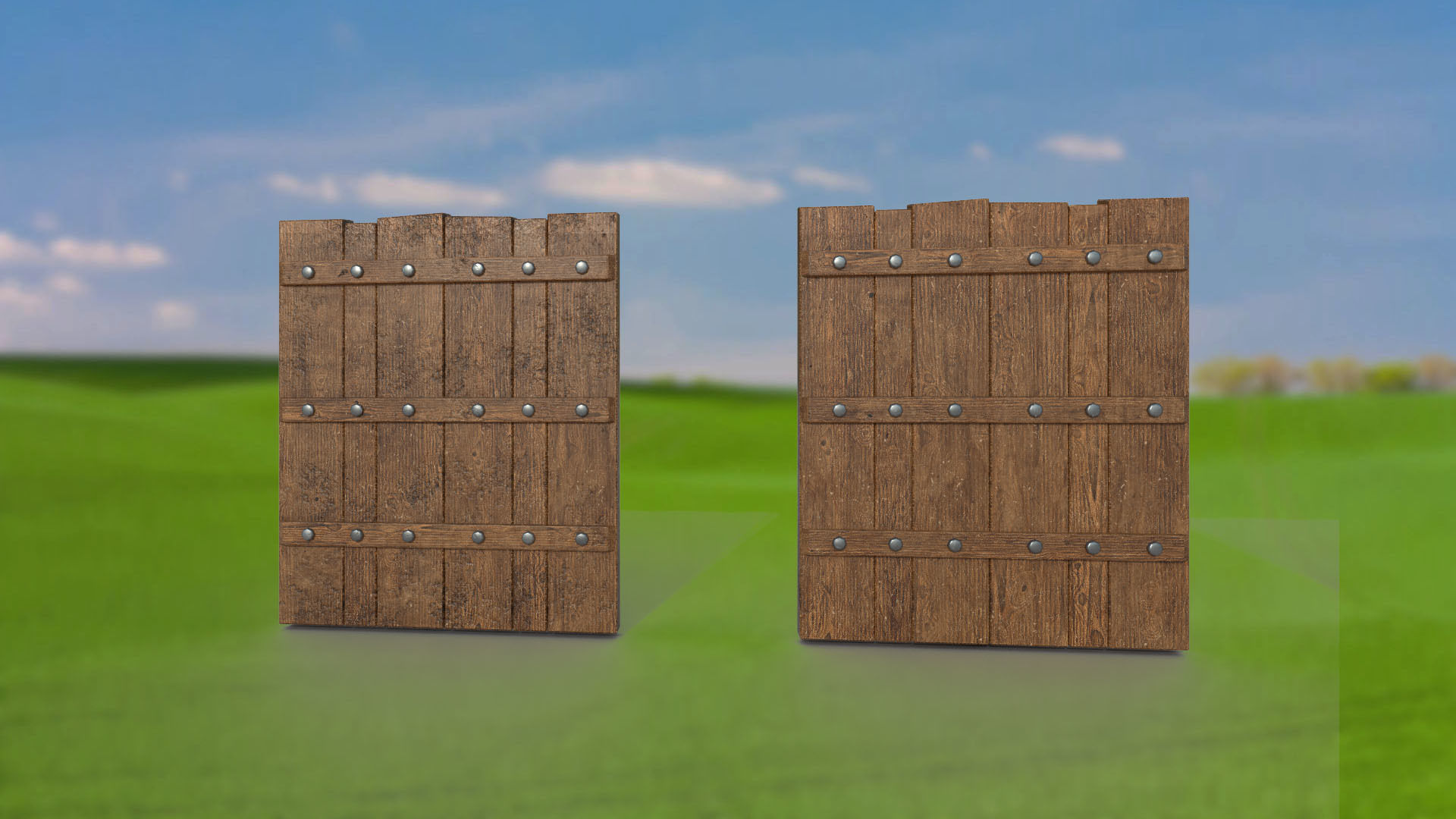 Fence wooden fencing for defense PBR low-poly game ready Low-poly 3D model_3