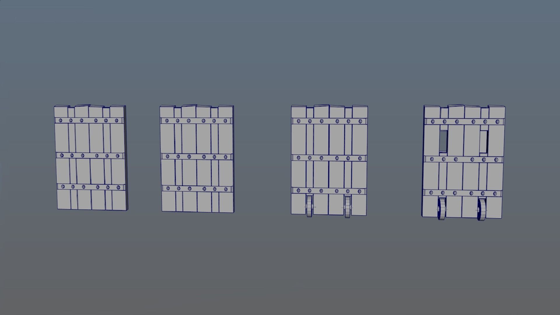 Fence wooden fencing for defense PBR low-poly game ready Low-poly 3D model_8