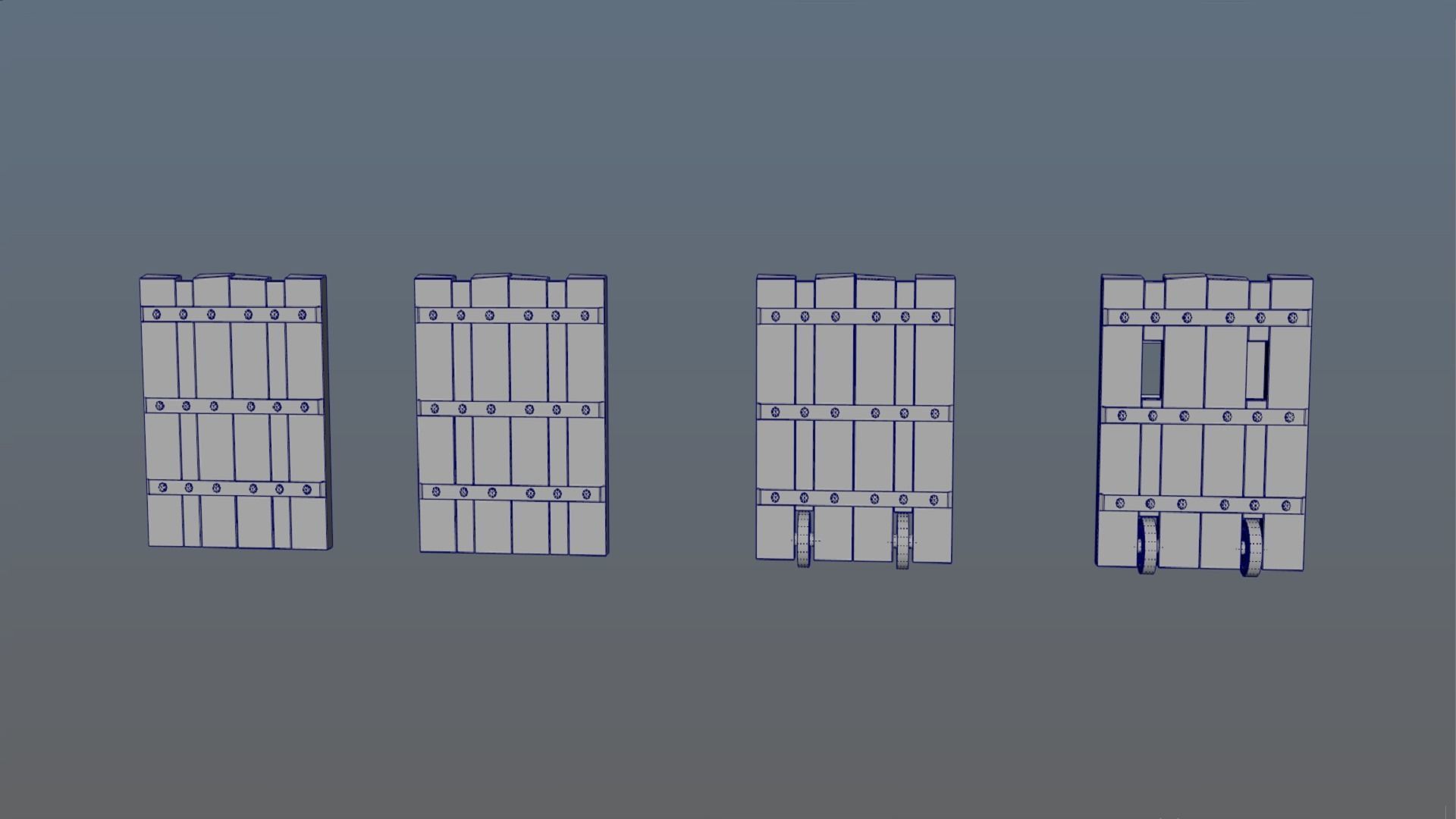 Fence wooden fencing for defense PBR low-poly game ready Low-poly 3D model_9