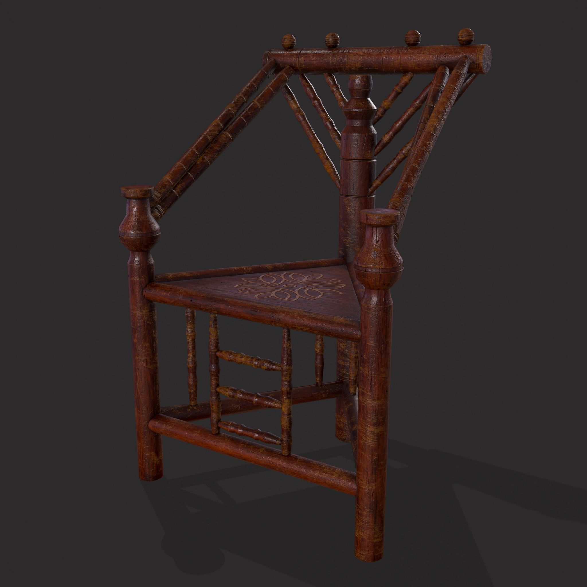 High End Medieval Chair Low-poly 3D model_21