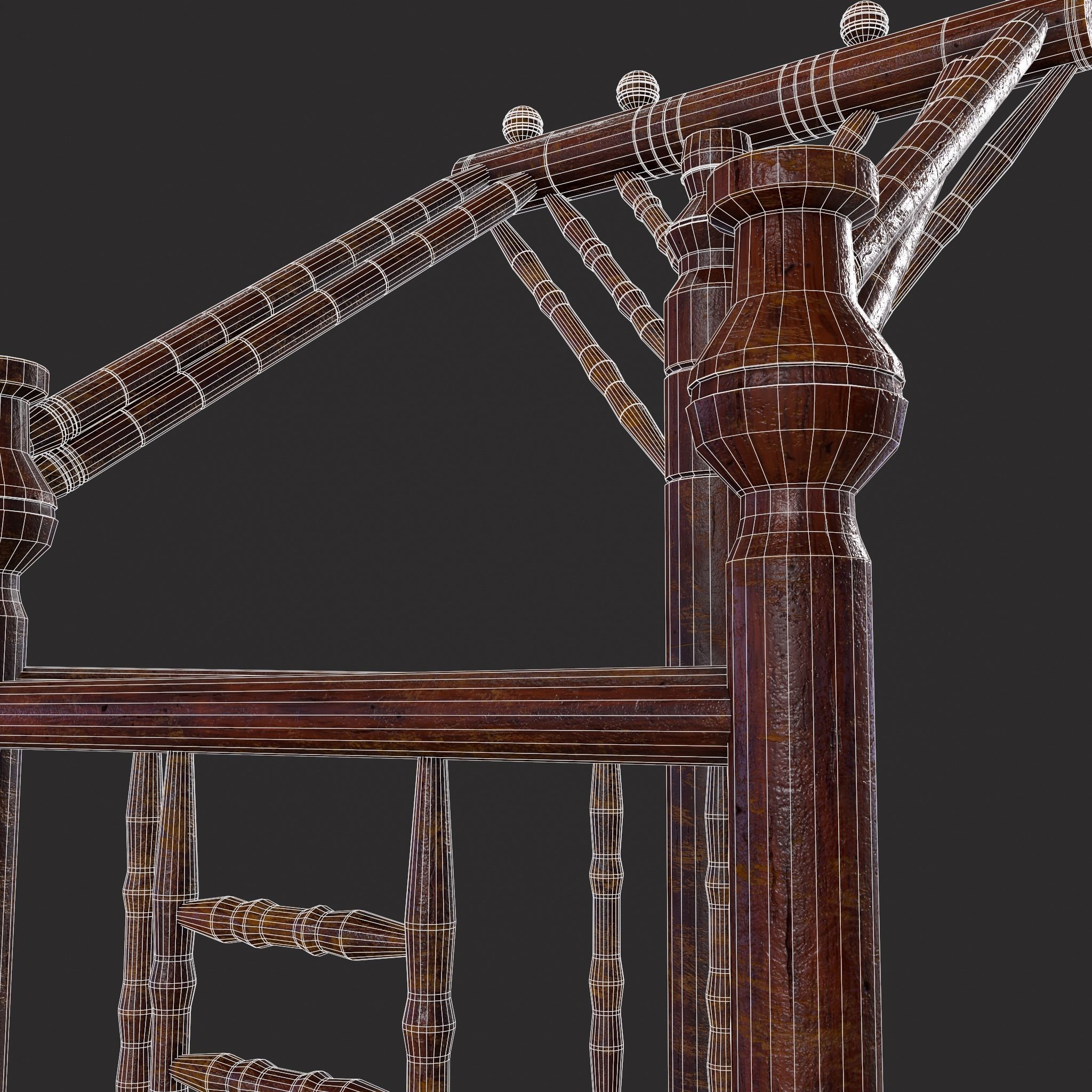 High End Medieval Chair Low-poly 3D model_12