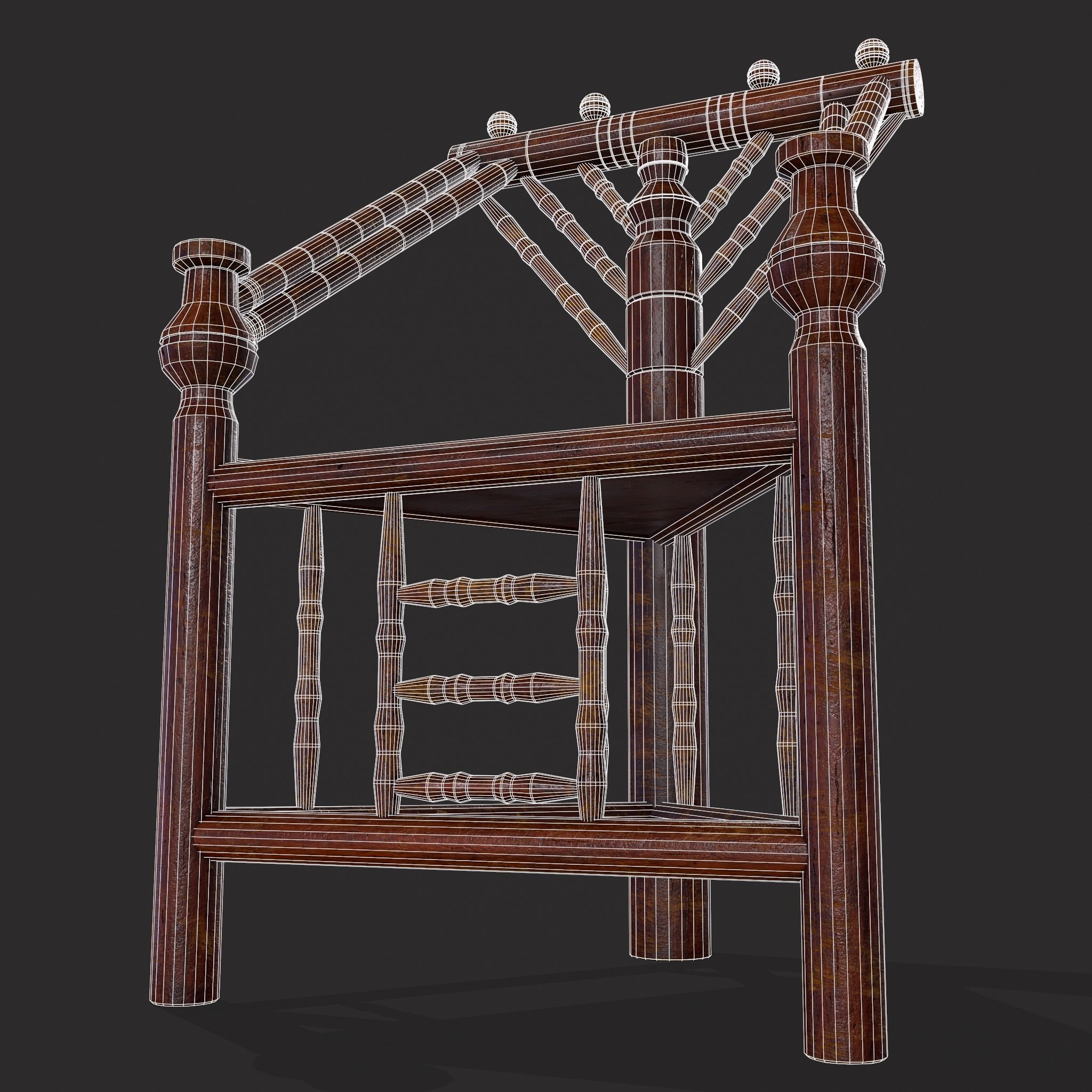 High End Medieval Chair Low-poly 3D model_6