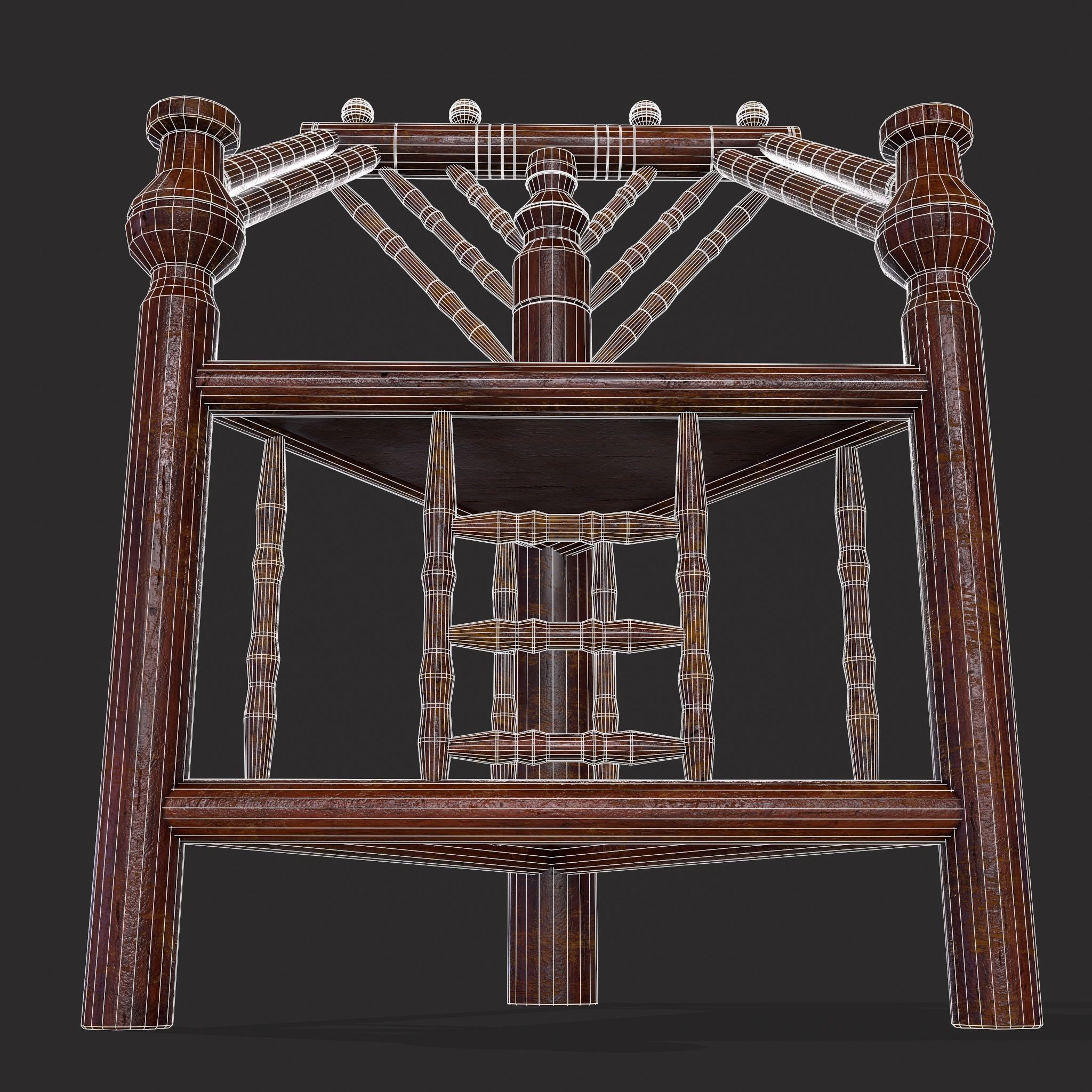 High End Medieval Chair Low-poly 3D model_18