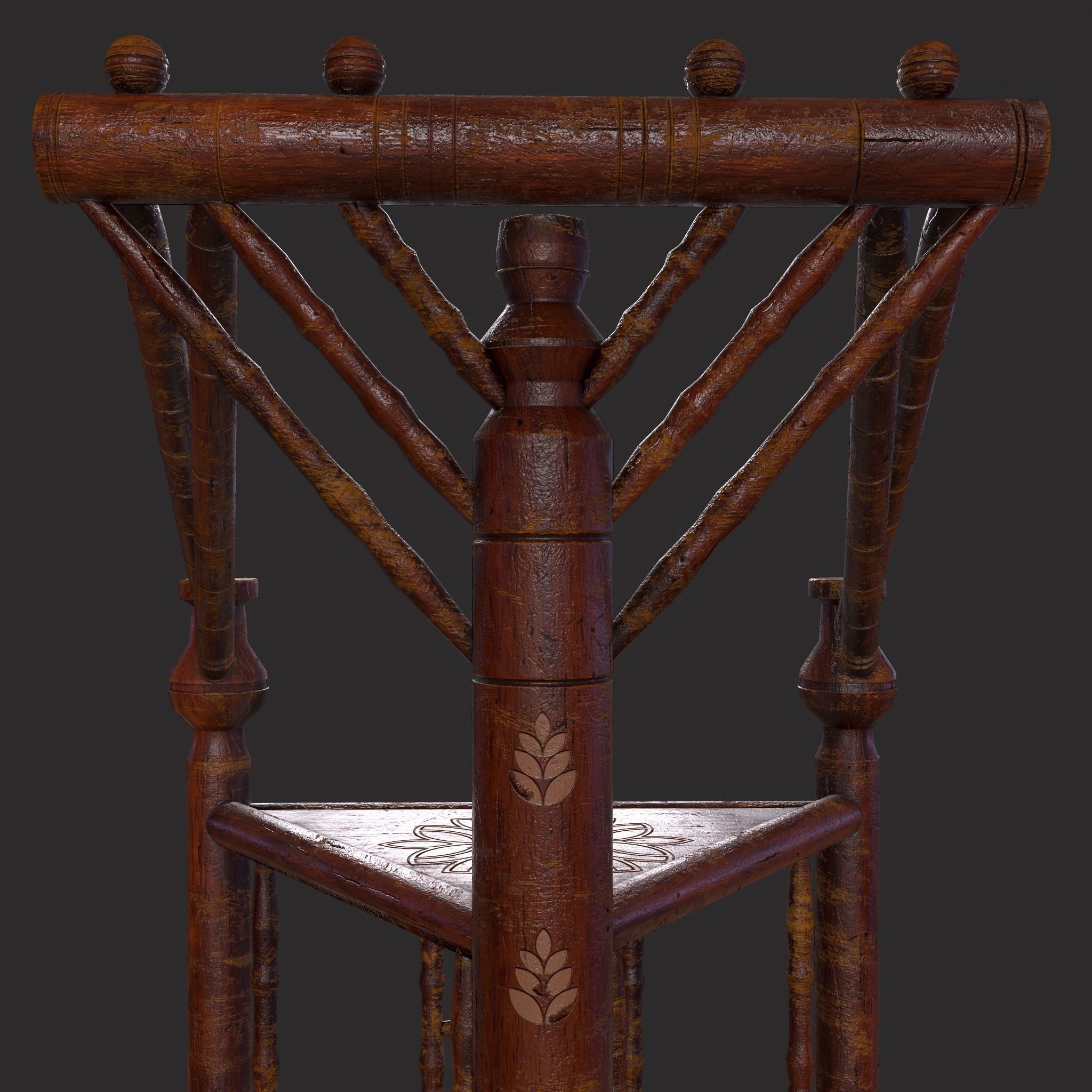 High End Medieval Chair Low-poly 3D model_19