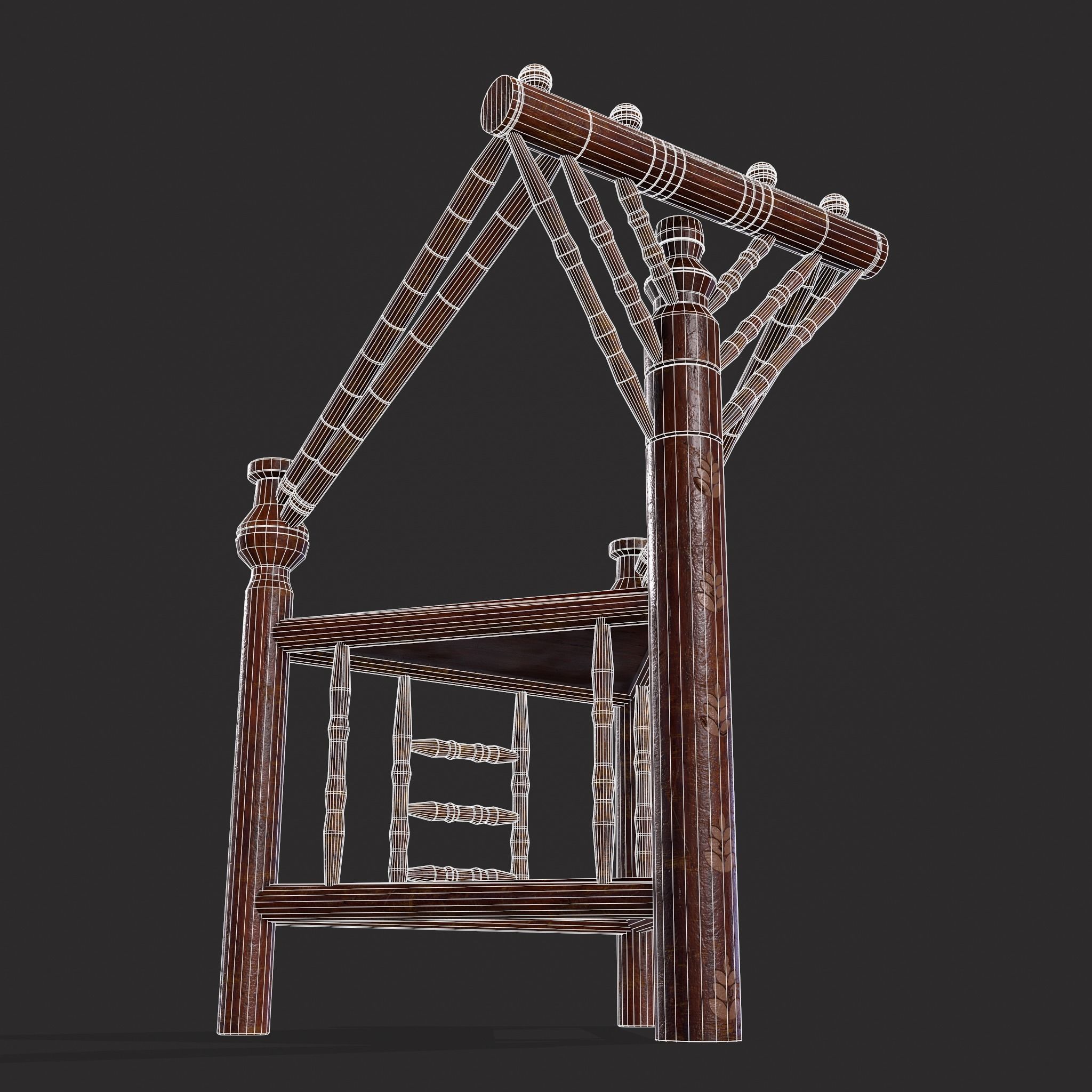 High End Medieval Chair Low-poly 3D model_16
