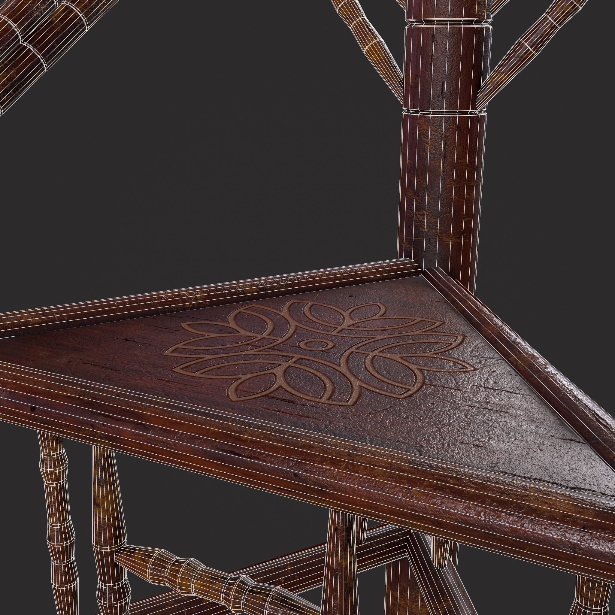 High End Medieval Chair Low-poly 3D model_8