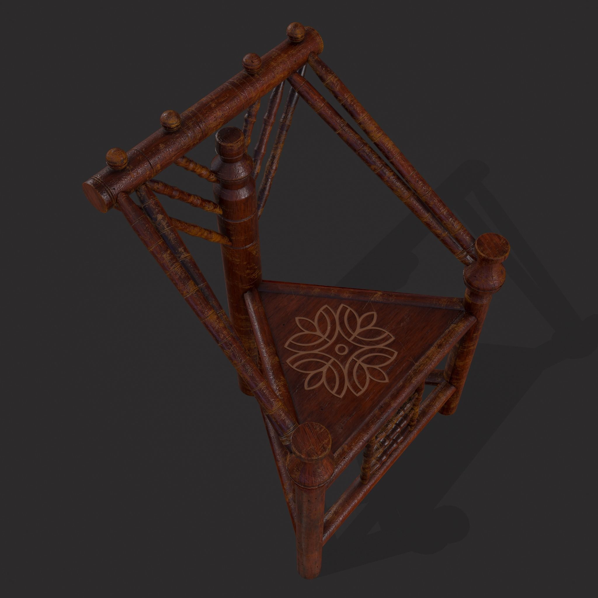 High End Medieval Chair Low-poly 3D model_13