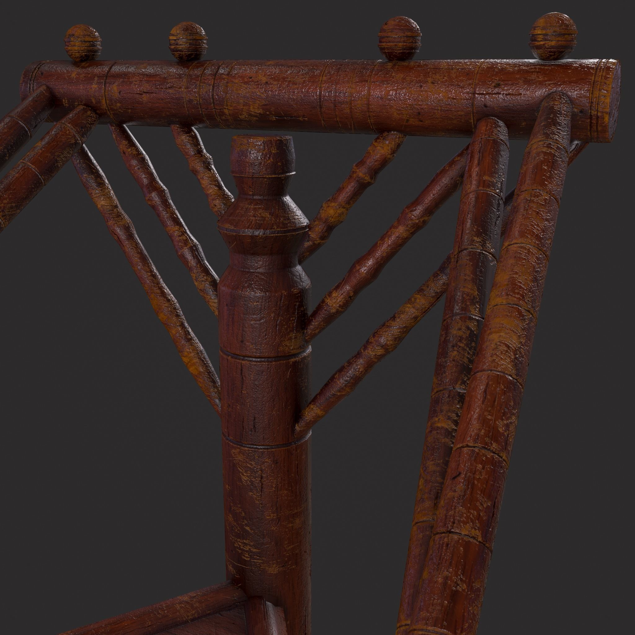 High End Medieval Chair Low-poly 3D model_9