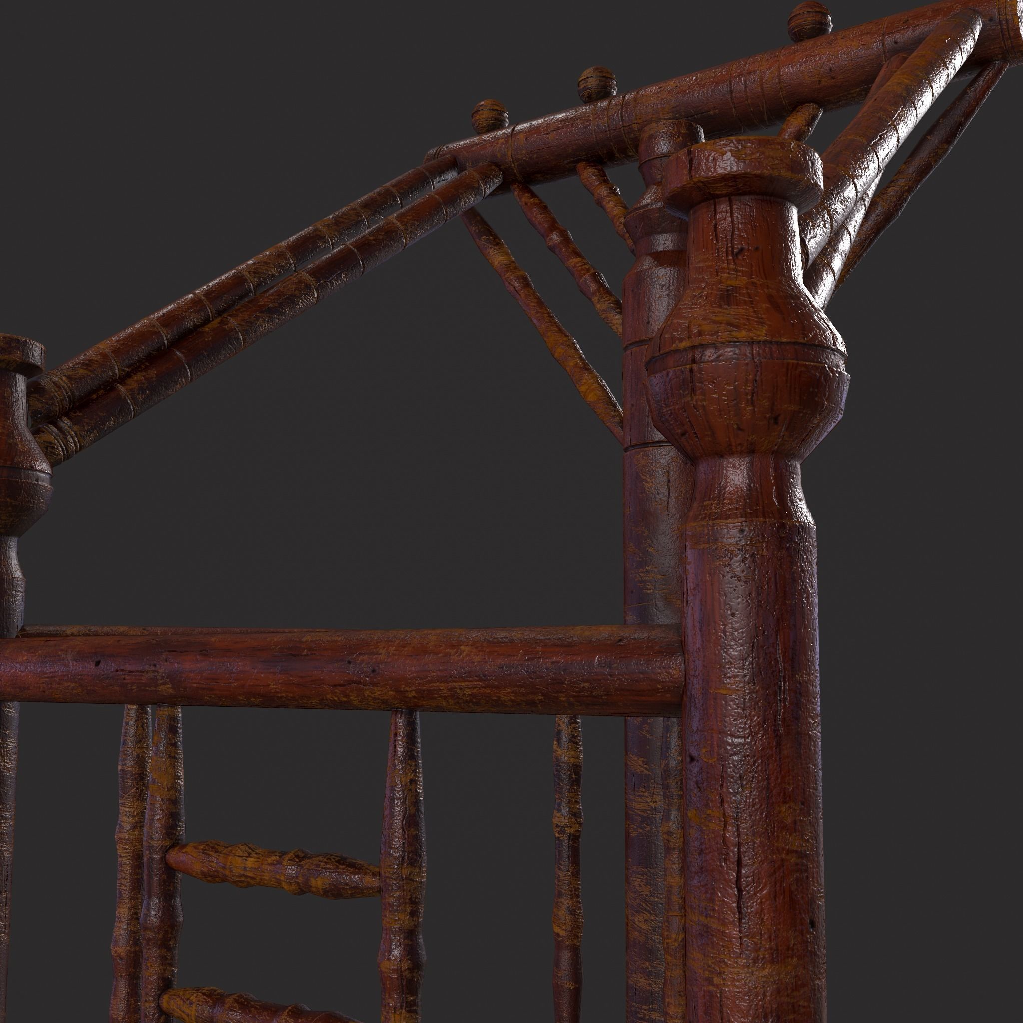 High End Medieval Chair Low-poly 3D model_11