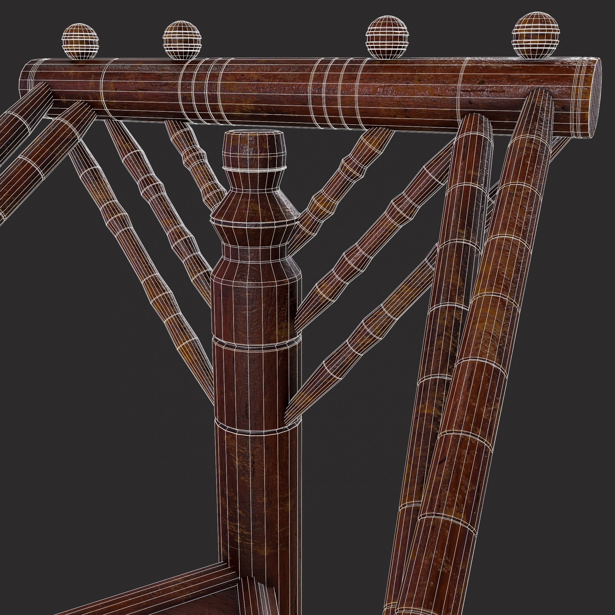 High End Medieval Chair Low-poly 3D model_10