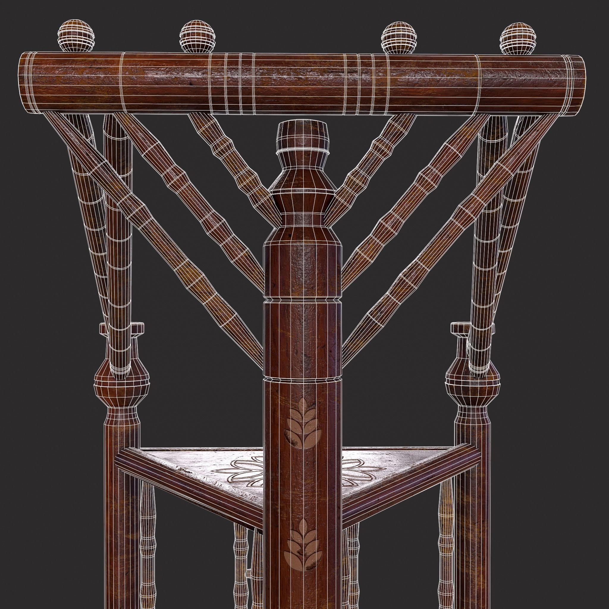 High End Medieval Chair Low-poly 3D model_20