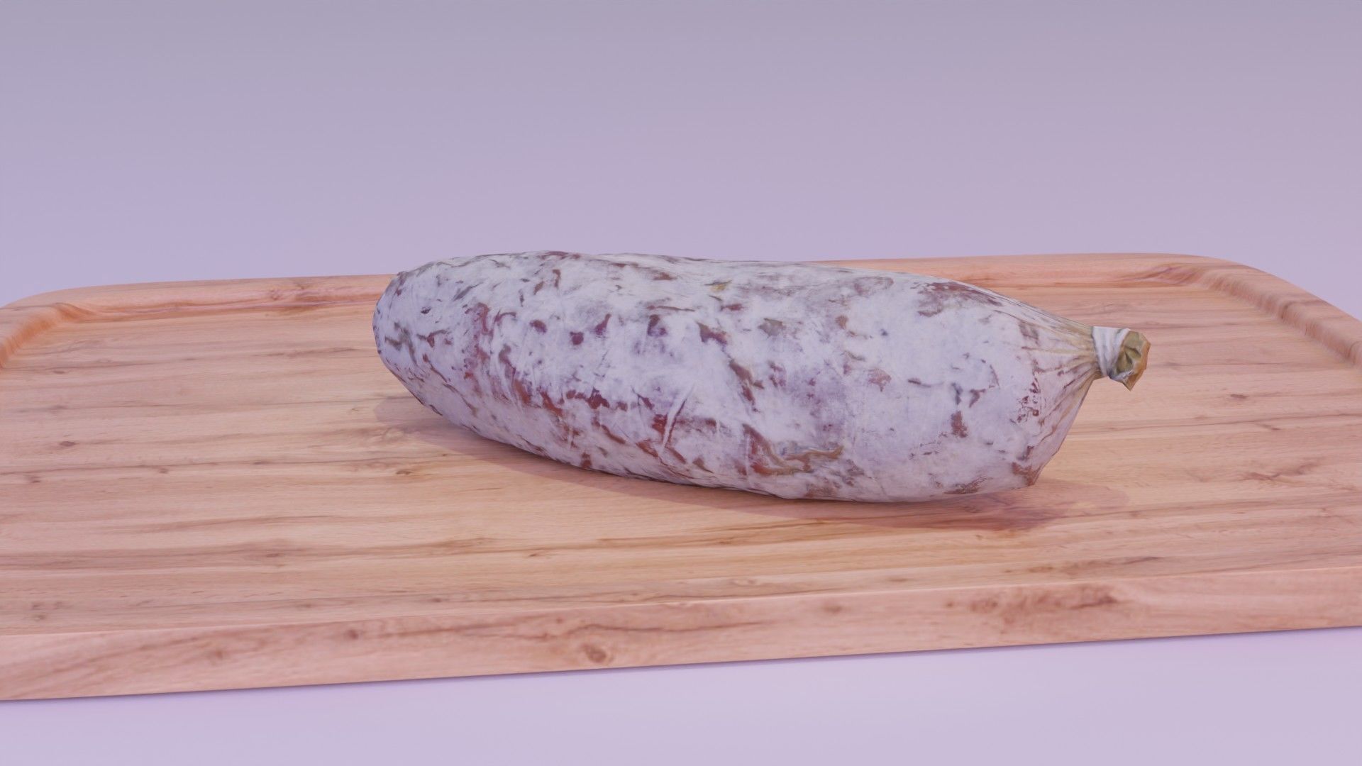 Spanish fuet salami Low-poly 3D model_4
