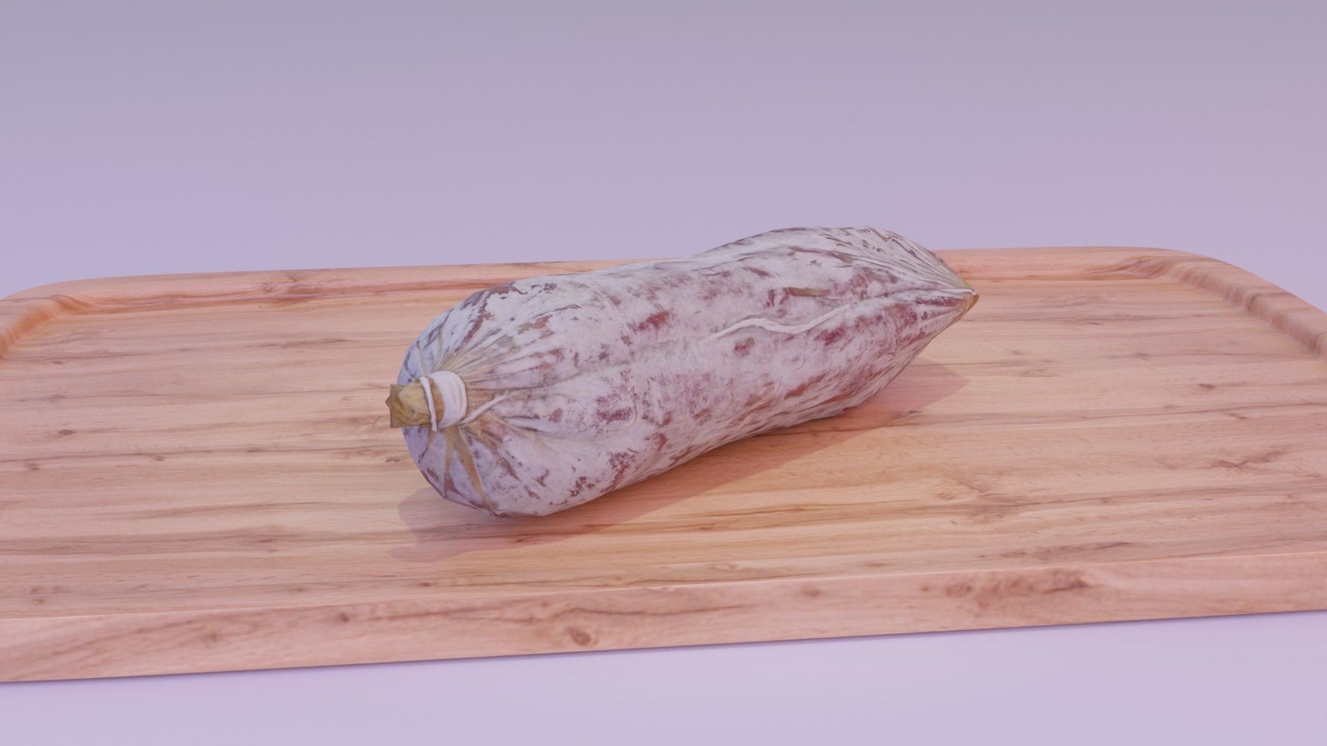Spanish fuet salami Low-poly 3D model_1