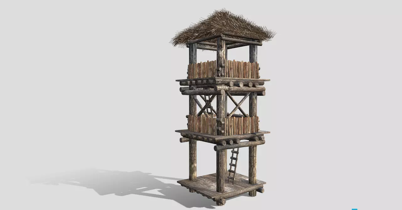 1700s  Tower  Low-poly 3D model_0