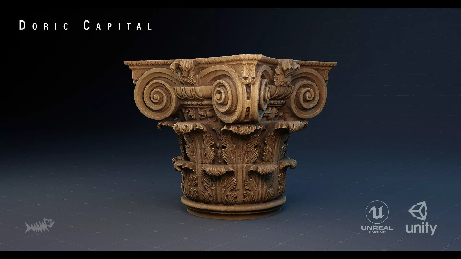 Doric Capital Model 8K Low-poly 3D model