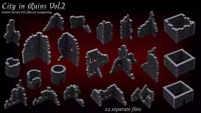 CITY IN RUINS VOL 2 PRINTABLE SCATTER TERRAIN 3D print model