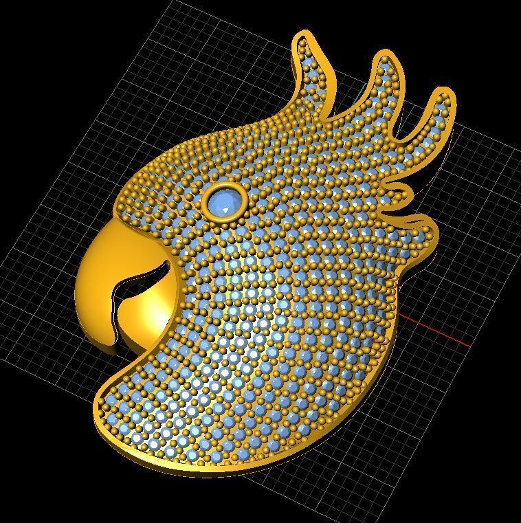 parrot necklace 3D model_7